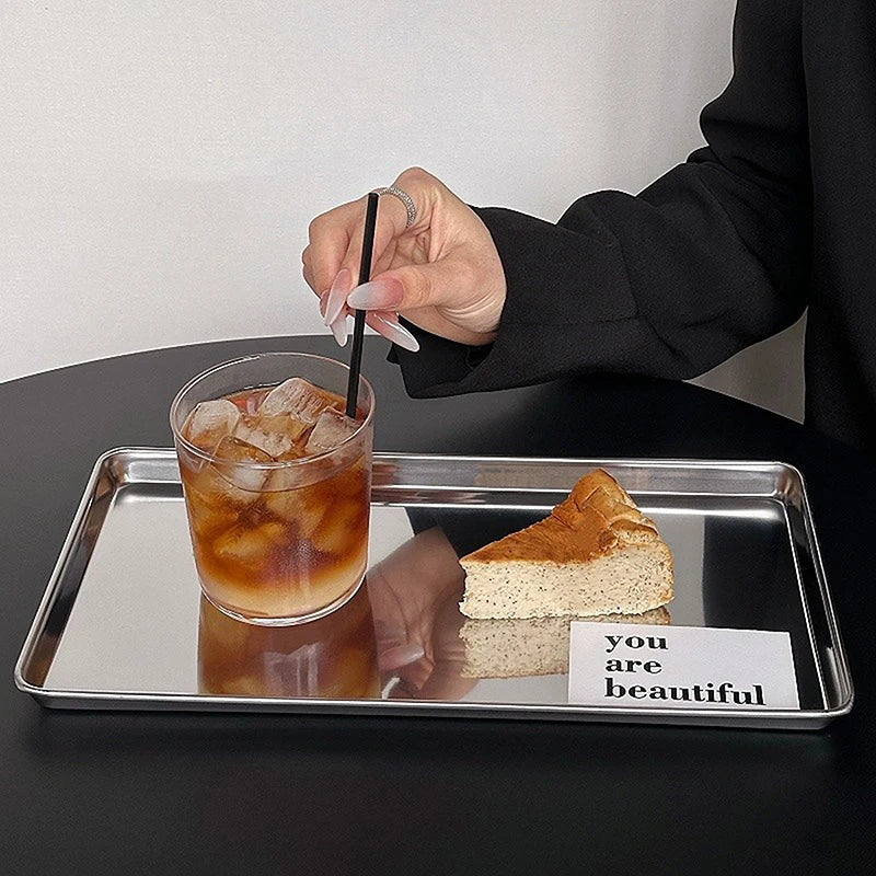 Nordic Rectangle Stainless Steel Tray Buffet Presentation Food
