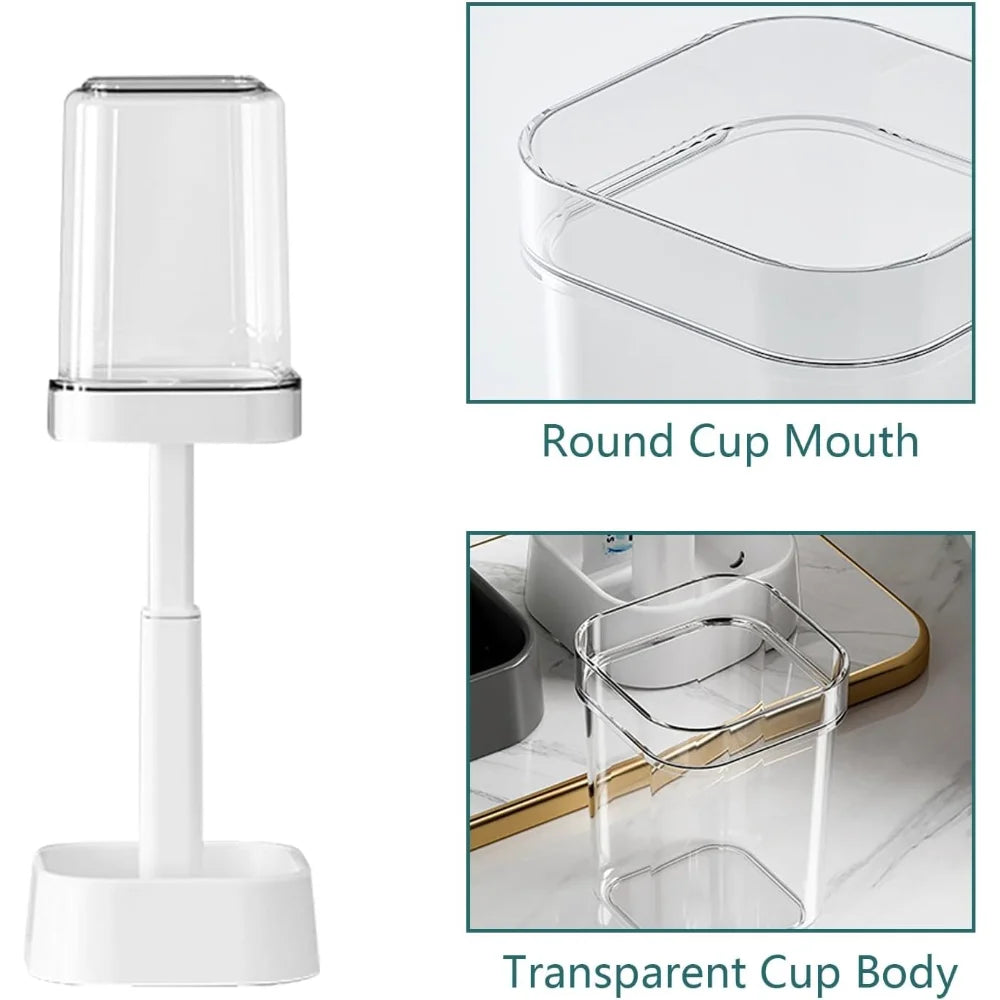 3-in-1 Countertop Toothbrush Holder with Cover & Toothpaste Slot