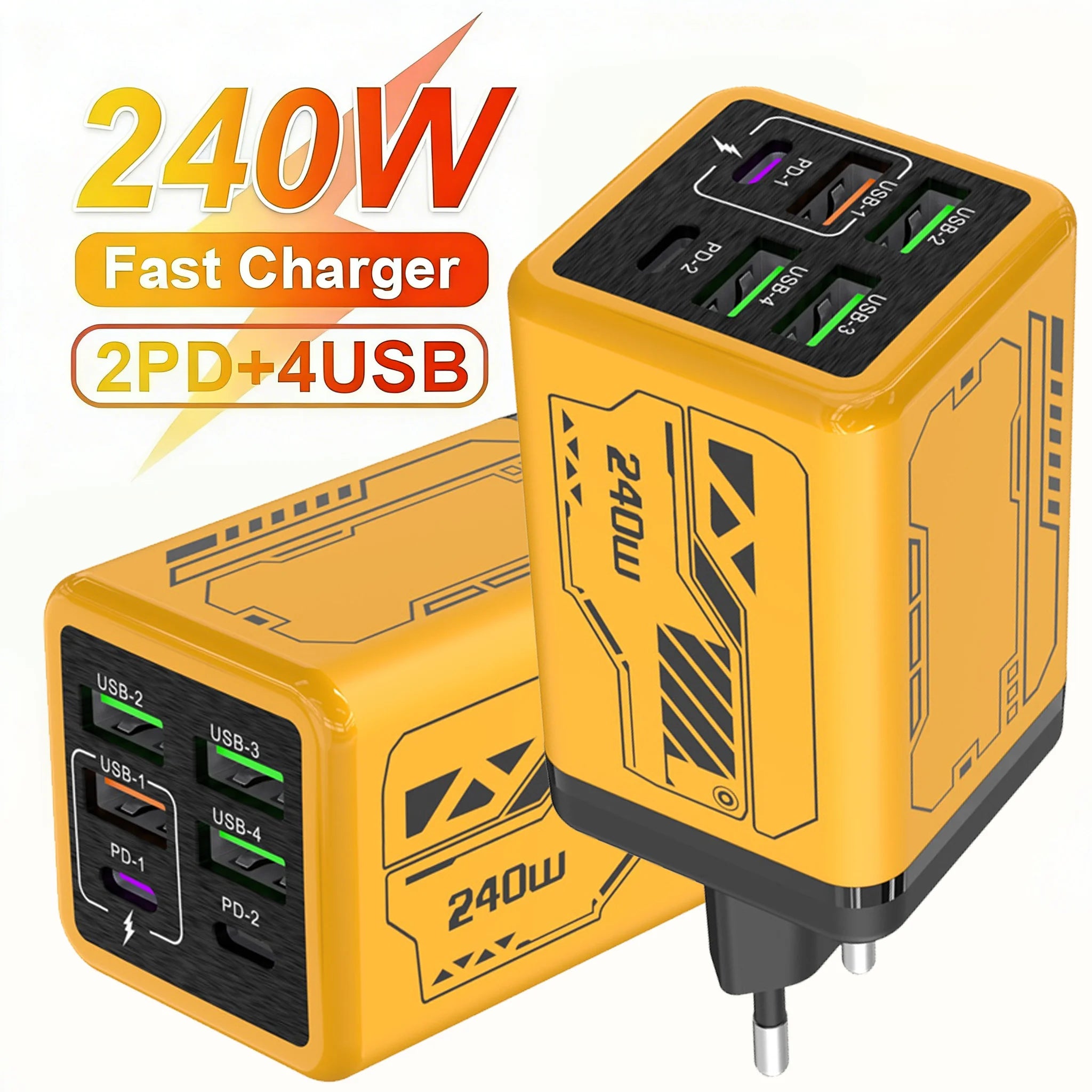 6 in 1 240W USB C Charger PD Fast Charging Mobile Phone Charger Adapter Quinck Charge 3.0 Wall PD USB Type C Charger Zpaxo