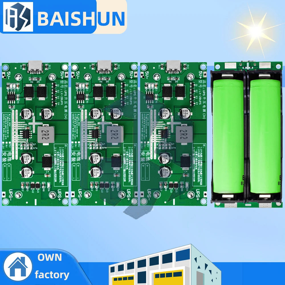 Type-c 15W 3A 18650 Lithium Battery Charger Module DC-DC Step Up Zpaxo