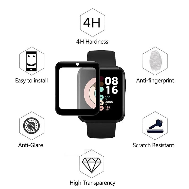 Soft Tempered Glass For Xiaomi Mi Watch Lite 2019 Color Poco Full Screen Protector For Redmi Watch 2 3 Lite Active (Not Glass) Zpaxo