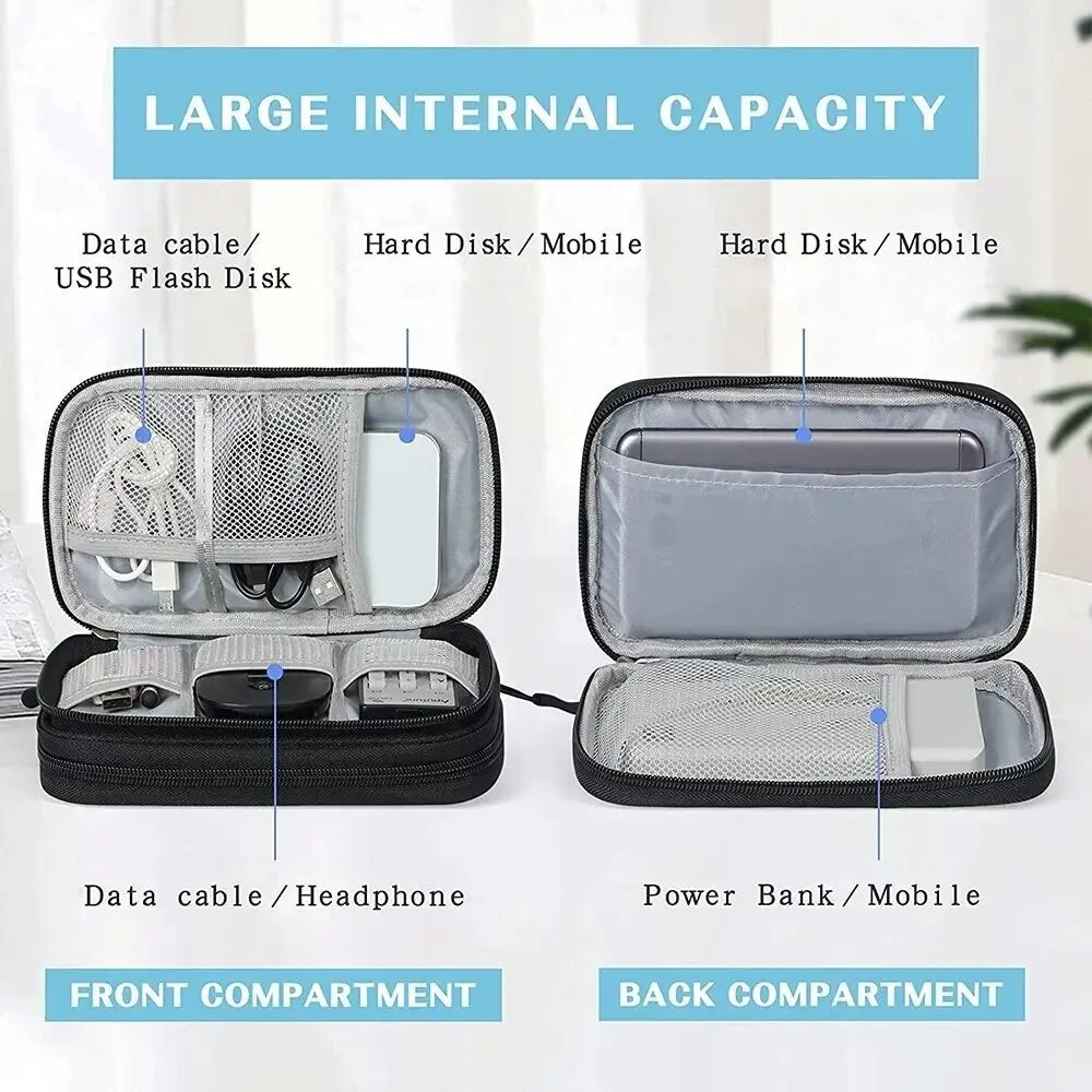 Carry Case Portable Waterproof Double Layers Storage Bags Cable