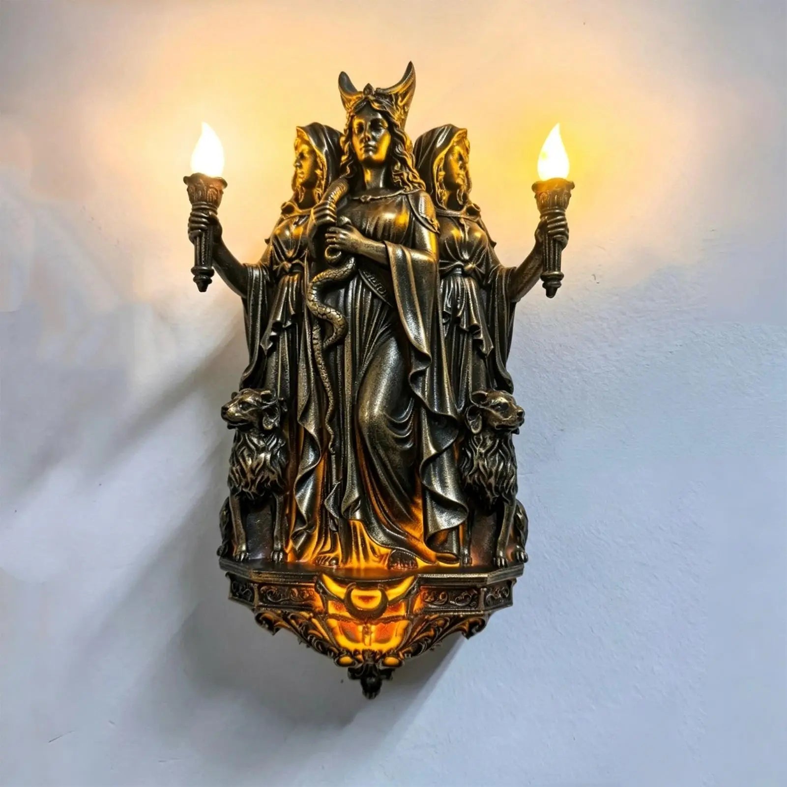 Sculpture Wall Sconce Decorative Gothic Statue Light Vintage Lamp Zpaxo