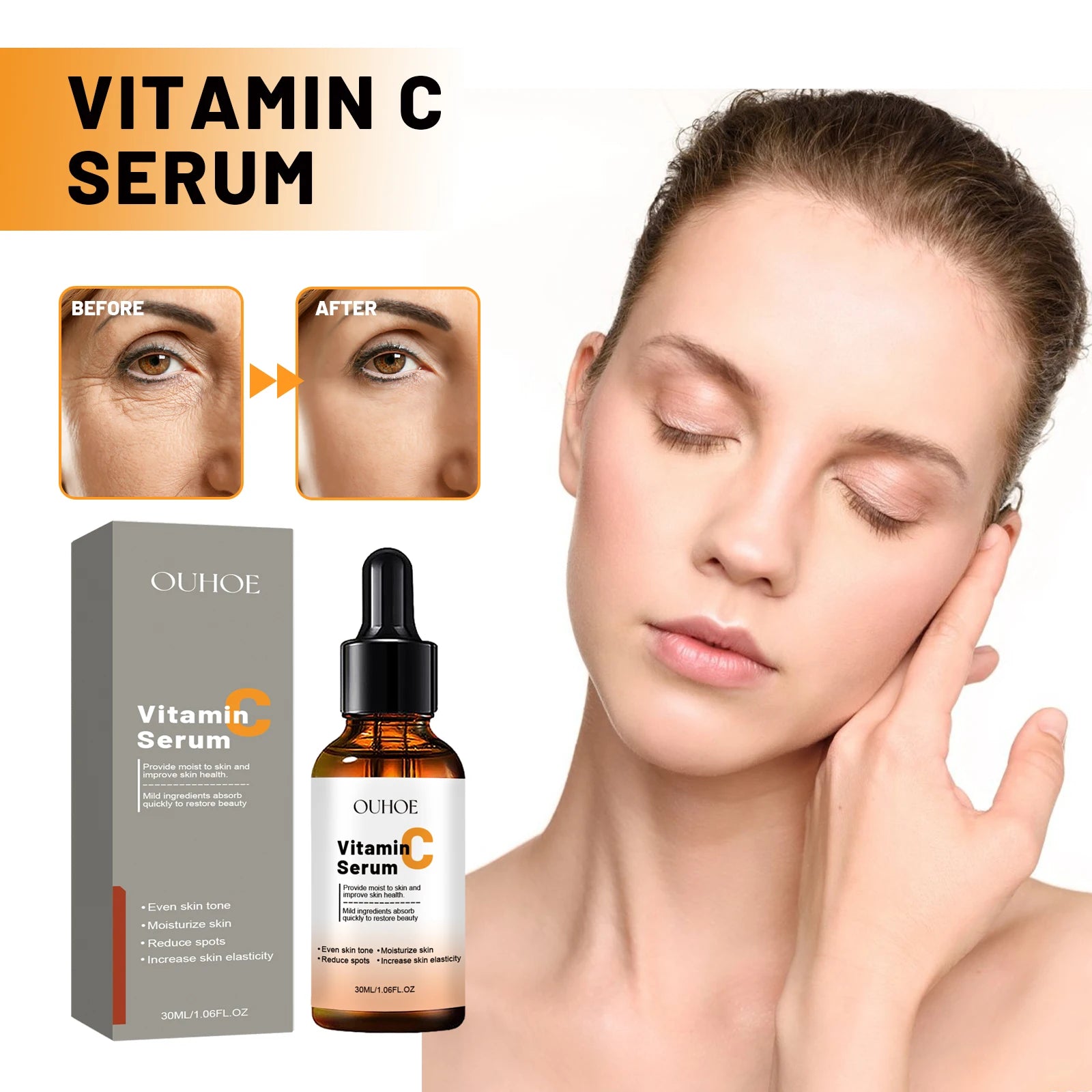 Anti Aging Facial Serum Vitamin C Reduce Fine Lines Forehead Wrinkles Zpaxo