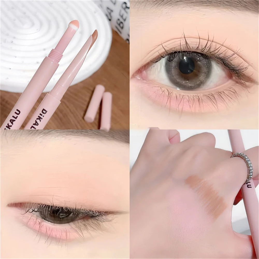 2-in-1 Lying Silkworms Eye Pencil Smudge-Proof Pink Shadow & Shimmer Highlighter Brighten Aegyo Sal Stick Korean Cosmetics Zpaxo