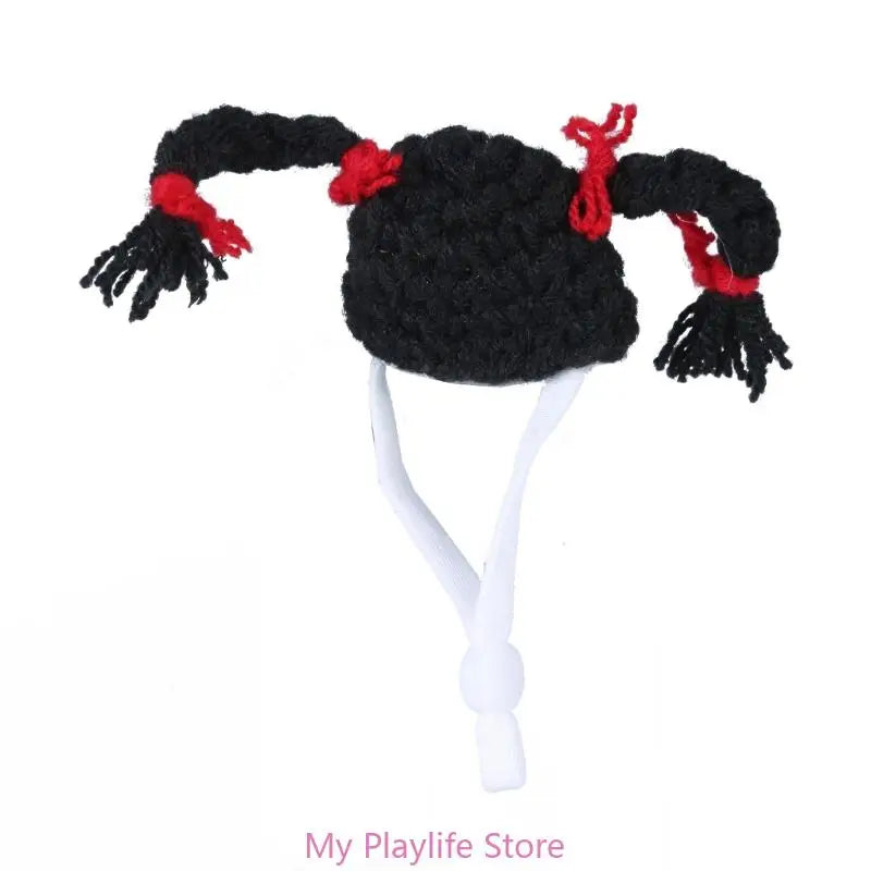 Handmade Crochet Small Pet Hat Adjustable Neckstrap Hamster Cartoon Zpaxo 03