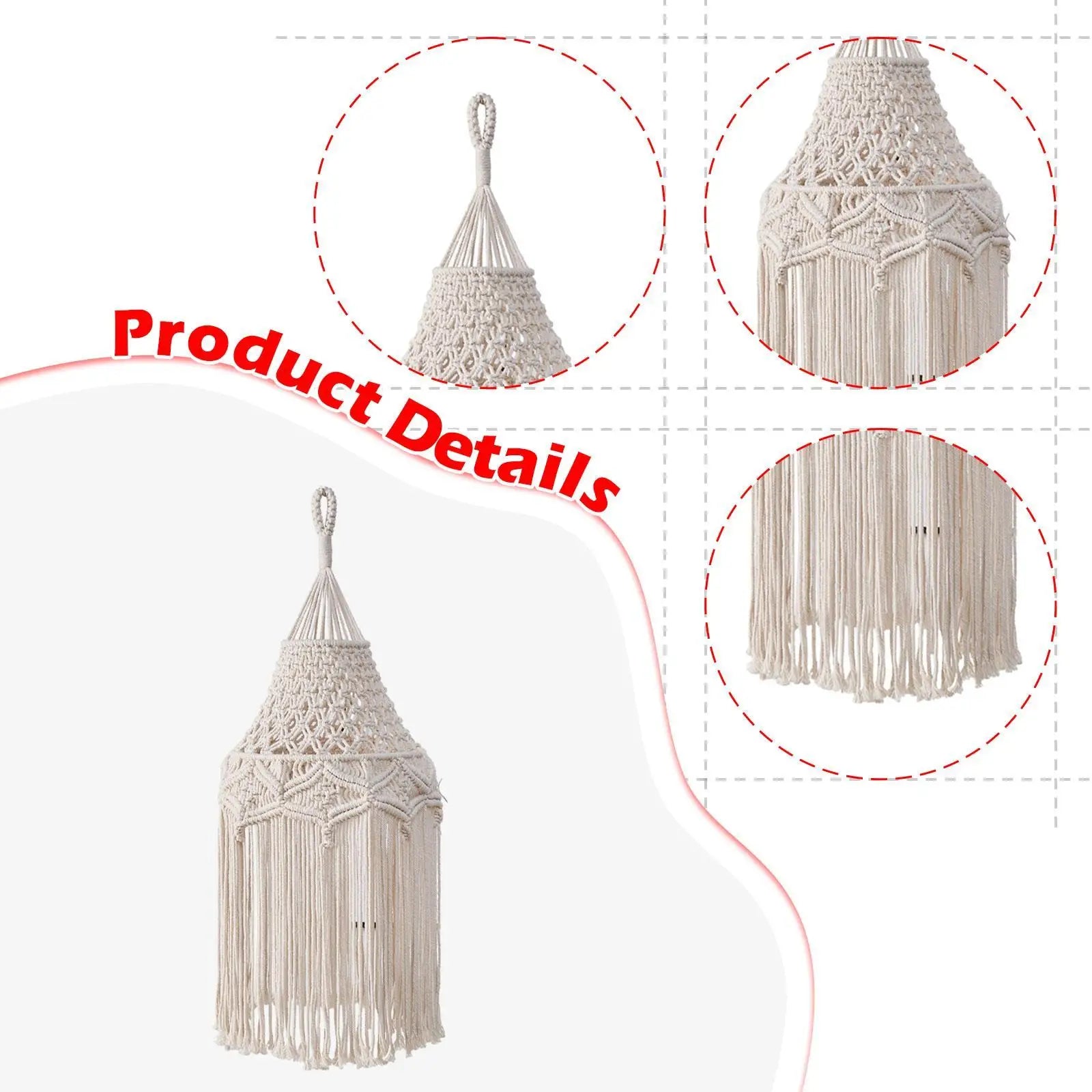 Macrame Lamp Shade – Handwoven Boho Cotton Rope Pendant Light Macrame Lamp Shade Zpaxo