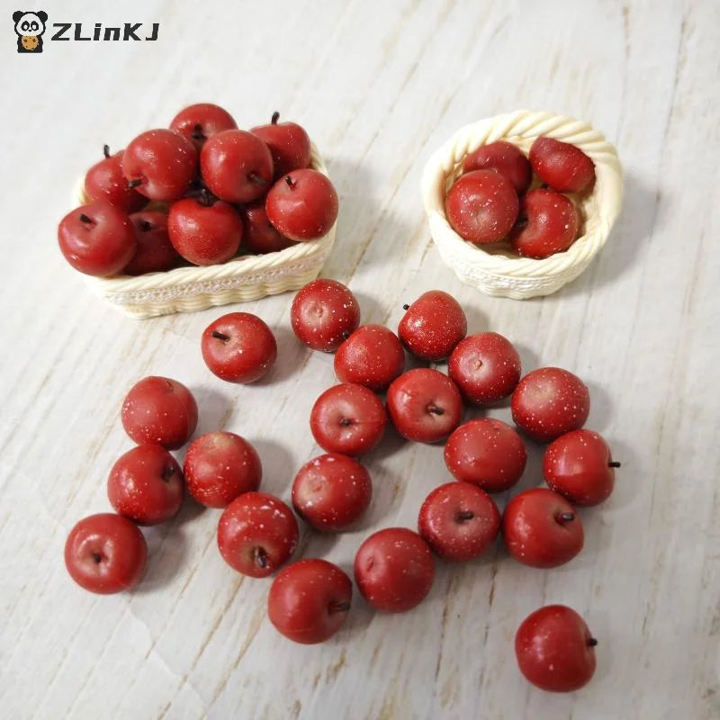 ▶5Pcs Mini Simulated Little Apple Doll Accessories Toys 1/12 Dollhouse Miniature Food Play Scene Decoration Zpaxo