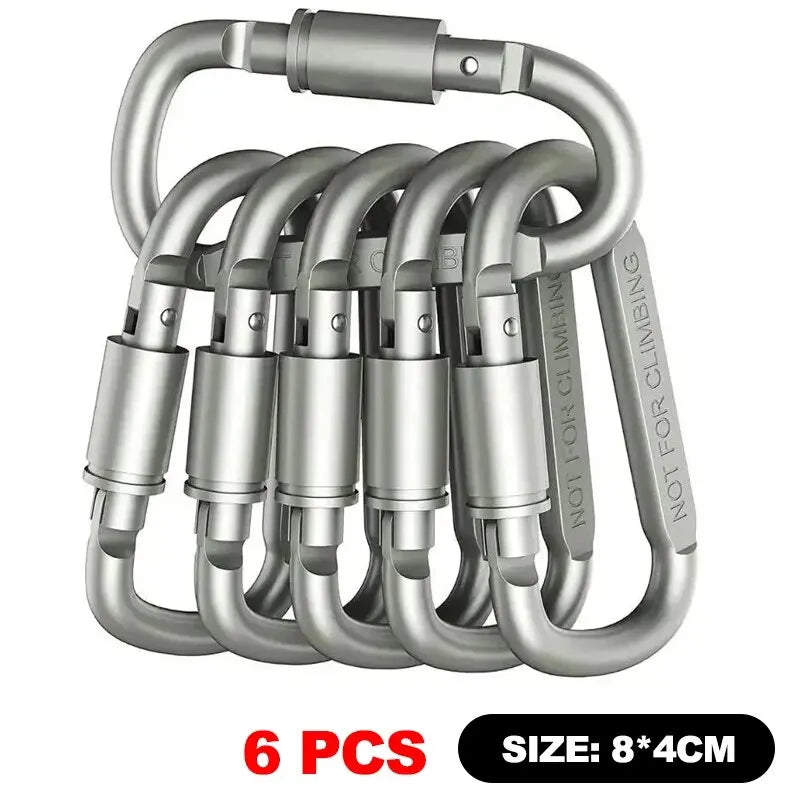 Carabiner Key Camping Survival EDC Hiking Outdoor Keychain Clip Alloy Zpaxo 6PCS-Gray
