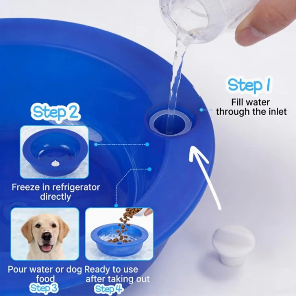 Pet Cooling Bowl Ice Chilled Dog Water Hydration Feeder Small Medium