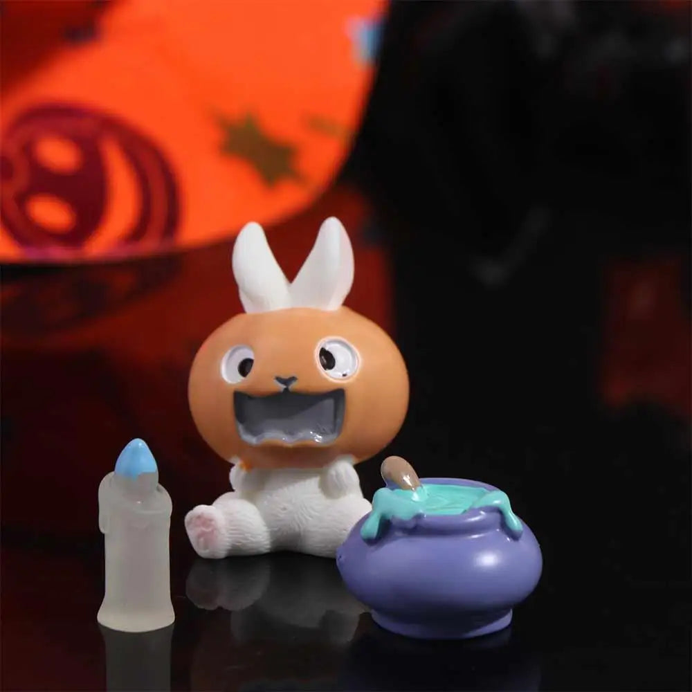 Rabbit Halloween Micro Figurine Ornaments Ghost Pumpkin Decorations Zpaxo