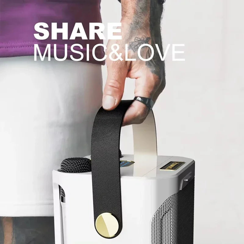Portable Karaoke Bluetooth Speaker with Dual Microphone 360 Stereo Surround Waterproof Wireless Boombox High Power Subwoofer Zpaxo