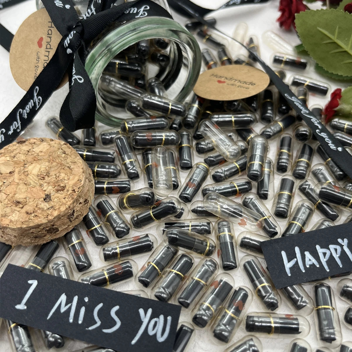 100pcs Message Capsule In Bottle Transparent Letter Love Pill Emoticon Smile Pills With Roll Paper Wedding Valentine's Gift Zpaxo