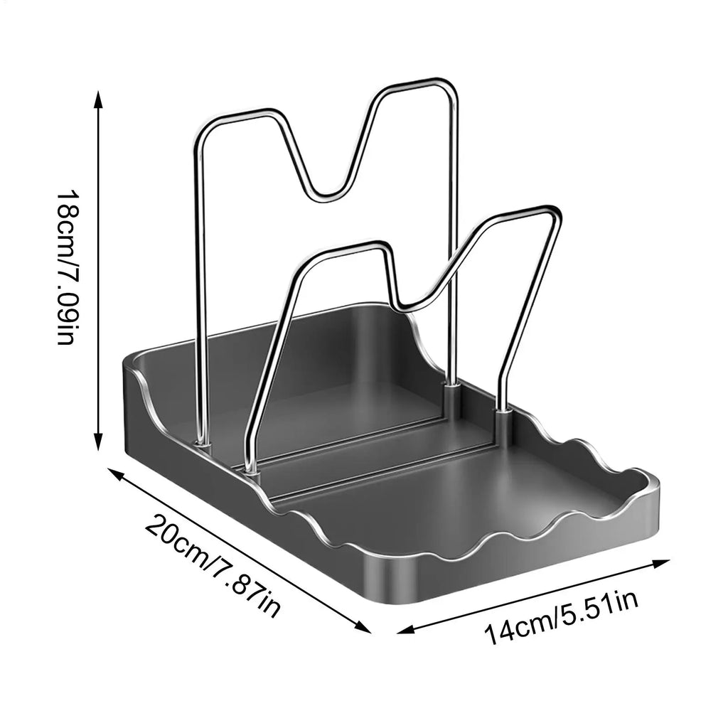 Double Layer Pan Lid Organizer Rack with Drip Tray Pot Lid Organizer Zpaxo
