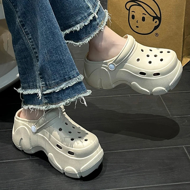 Chunky Platform Clogs Sandals Women Summer Soft Thick Bottom Beach