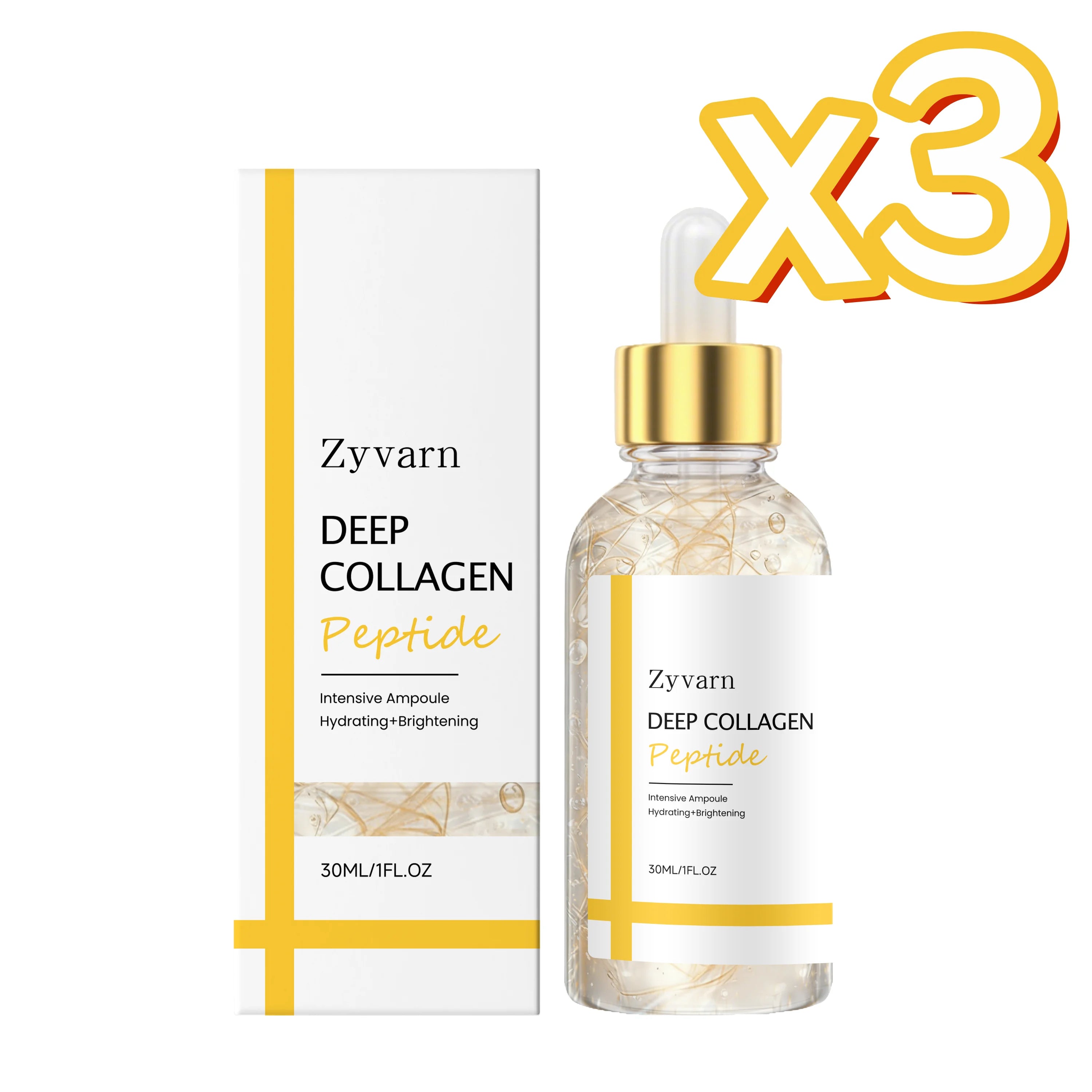 ZYVARN Silk Peptide Collagen Lifting Anti-Wrinkle Face Serum Anti-Aging Face Serum Zpaxo 30ml Boxed x 3