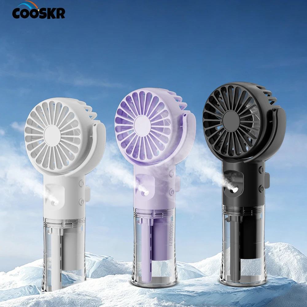 Water Mist Fan Portable Handheld Spray Humidifier Rechargeable 4 Wind