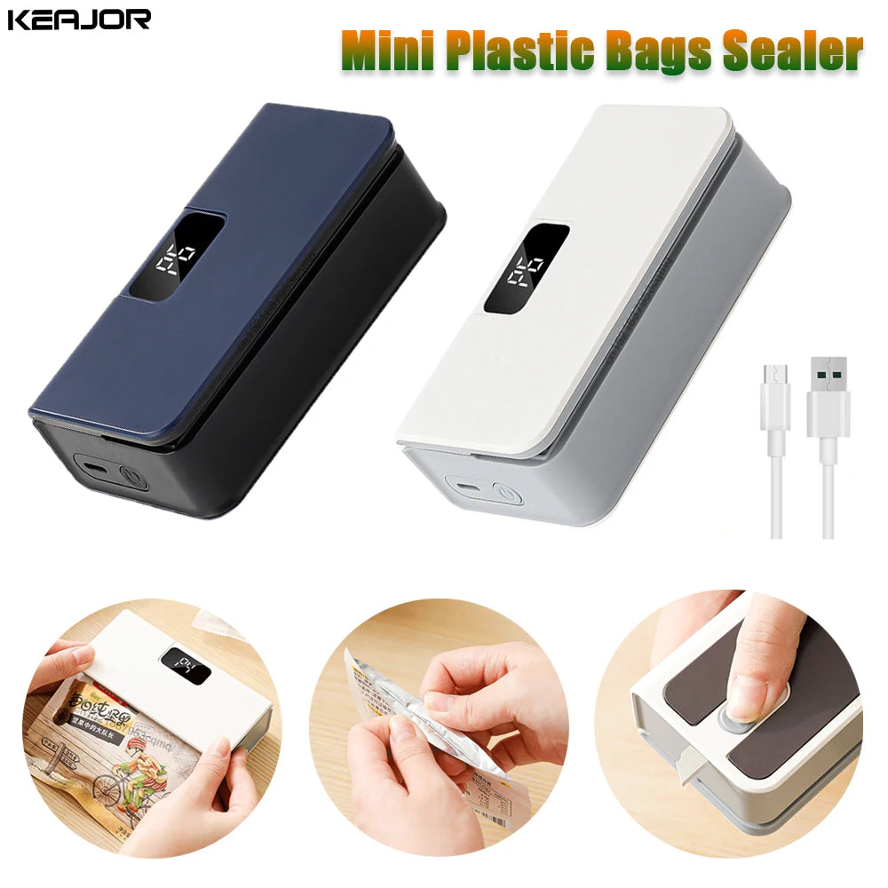 Mini Plastic Bags Sealer 2 in1 Heat Bag Sealing Machine Rechargeable