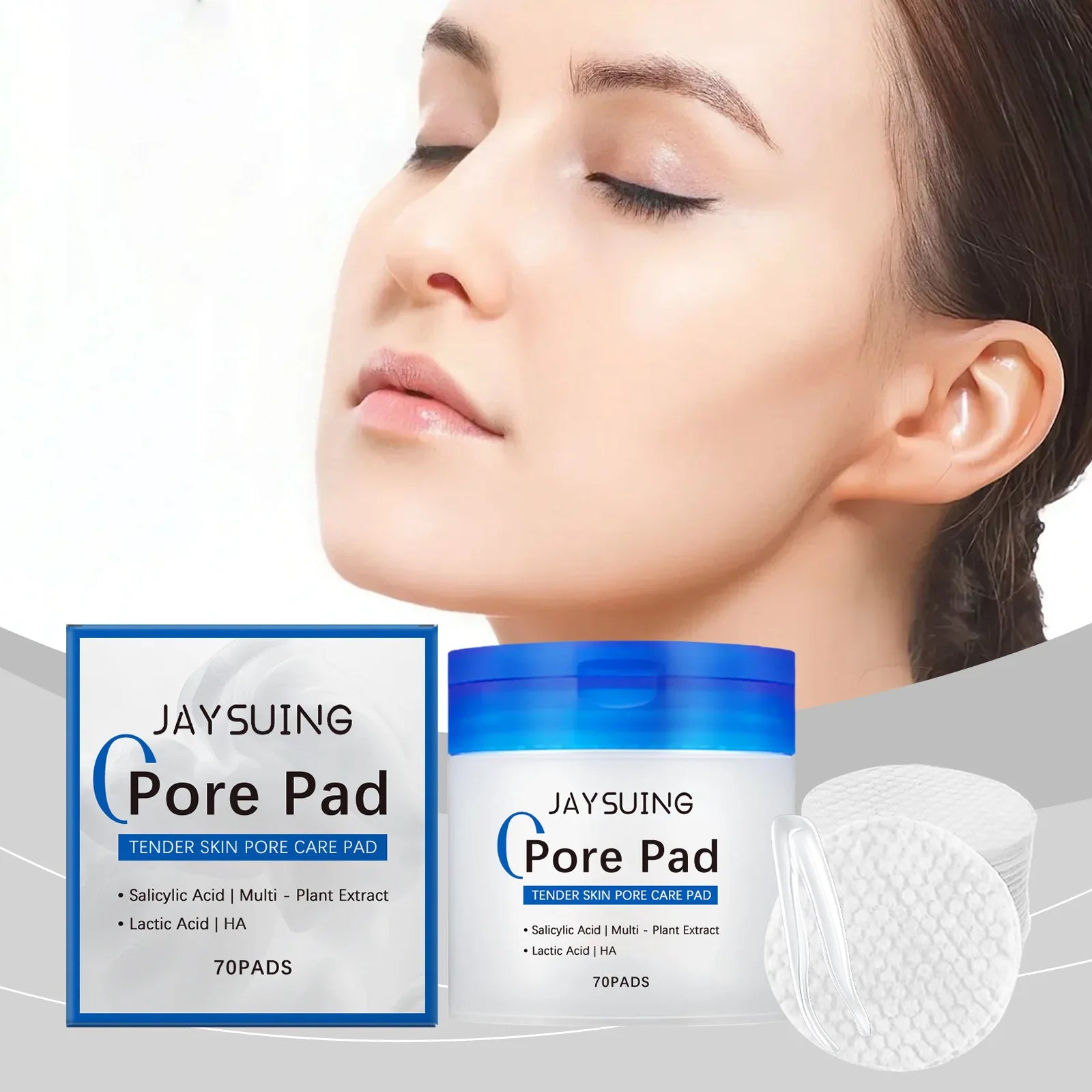 Jaysuing Hyaluronic Acid Exfoliating Cotton Pads 70 Pcs Exfoliating Face Pads Zpaxo