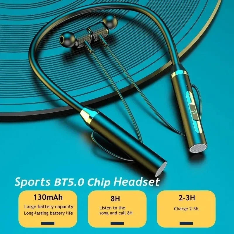 Wireless Headphones Bluetooth 5 0 Neckband Earphones Silicone Hifi 9D