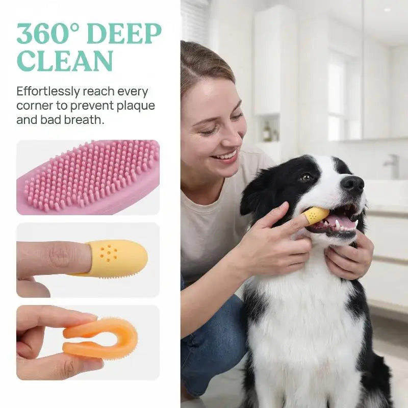 Pet Finger Toothbrush Cats Dogs Soft Tooth Cleaning Reusable Design Zpaxo