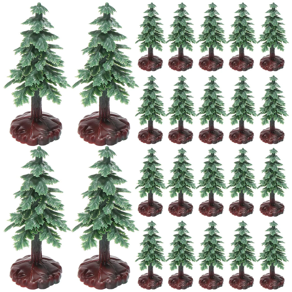 24Pcs Christmas Tree Cake Topper Evergreen Trees Pine Tree Figurines Village Christmas Trees Bottle Brush Trees Plastic Sisal Zpaxo 24pcs