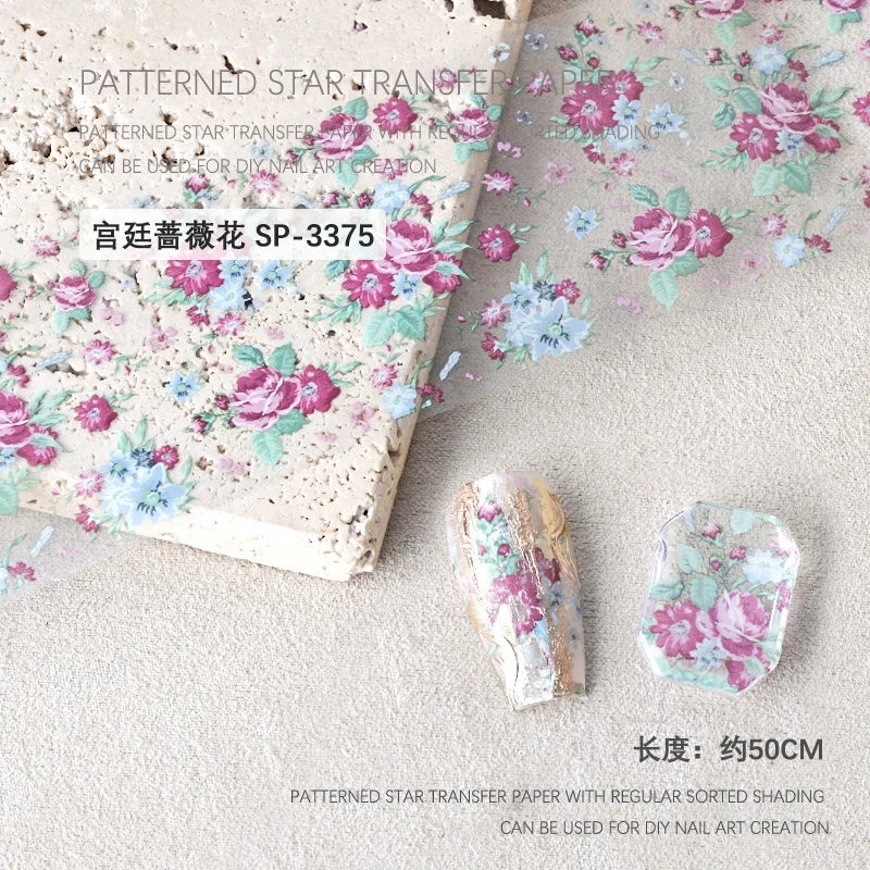 Rose Flower Nail Art Foils Transfer Paper Stickers Designs Floral Zpaxo SP-3375