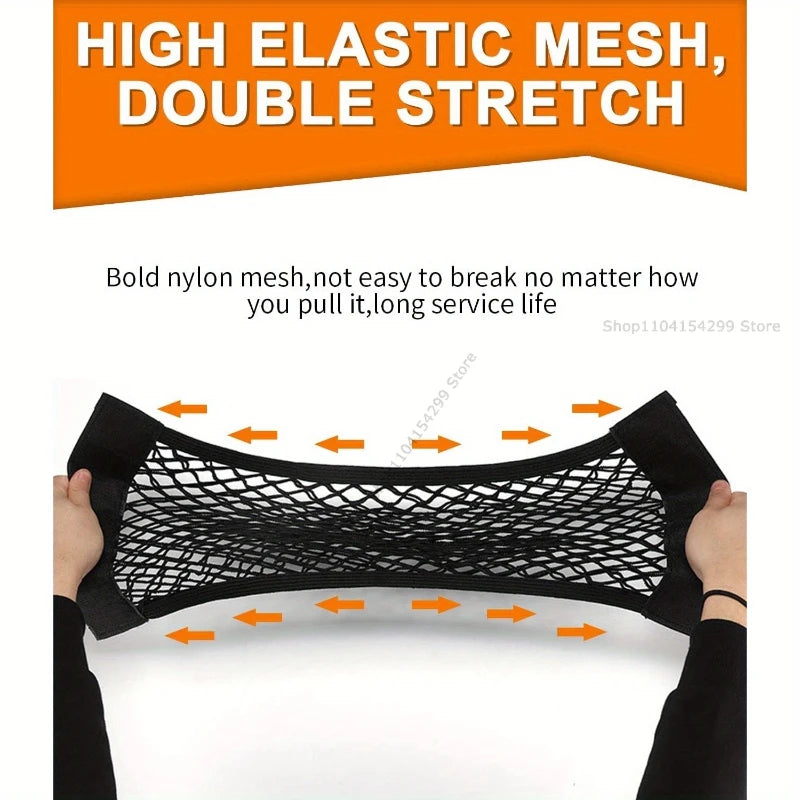 Car Seat Back Organizer Trunk Net Mesh Pocket Elastic String Net Magic Sticker Universal Portable Storage Bag Car Accessories Zpaxo