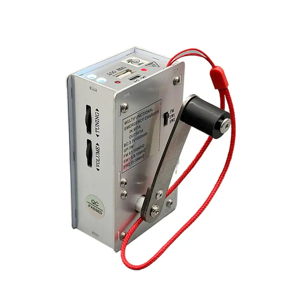 Hand Crank Emergency Backup Power Generator USB Charger with Radio Flashlight for Outdoor Camping Survival Equipment Zpaxo Silvery