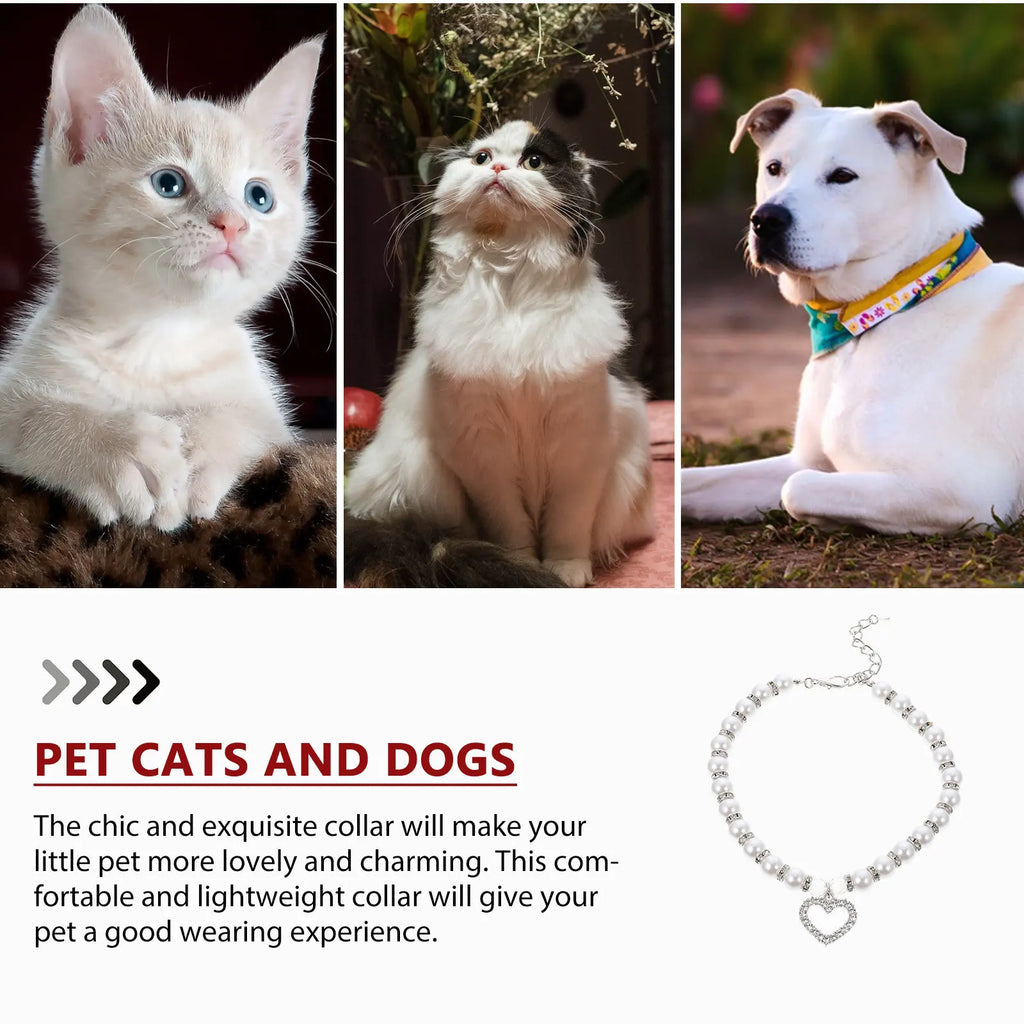 Dog White Pearl Collar Elegant Charming Lightweight Comfortable Pet