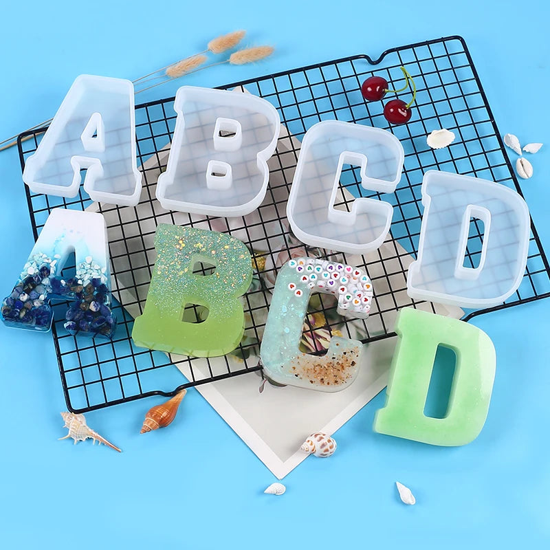 A to Z Large Letter Silicone Mold Capital Alphabet Epoxy Molds DIY Jewelry Craft Candle Making Birthday Party Cake Home Decor Zpaxo