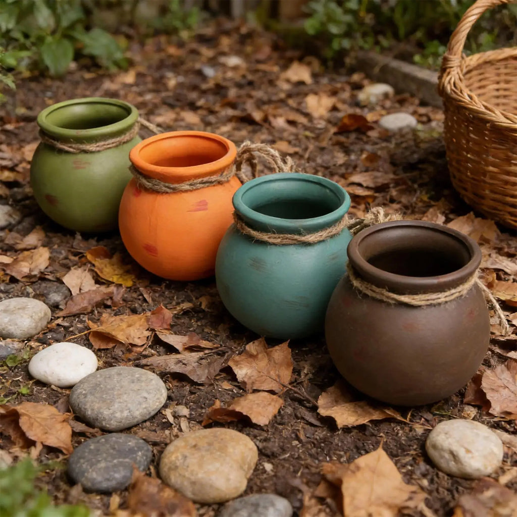 Small Flower Pots 4 Ceramic Cute Home Decor Plant Drainage Cactus