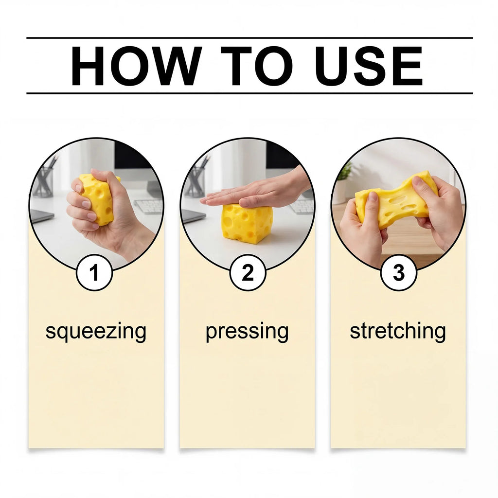 Squishy Cheese Stress Ball Sensory Squeeze Toy Kids & Adults Sensory Squeeze Toy Zpaxo