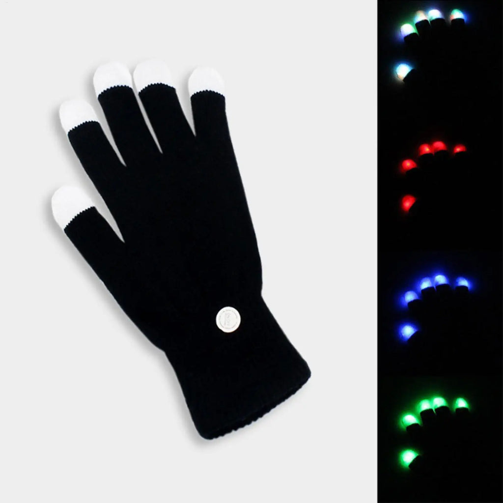 LED Light Up Gloves 7 Changing Adjustable Cool Kids Adult Party