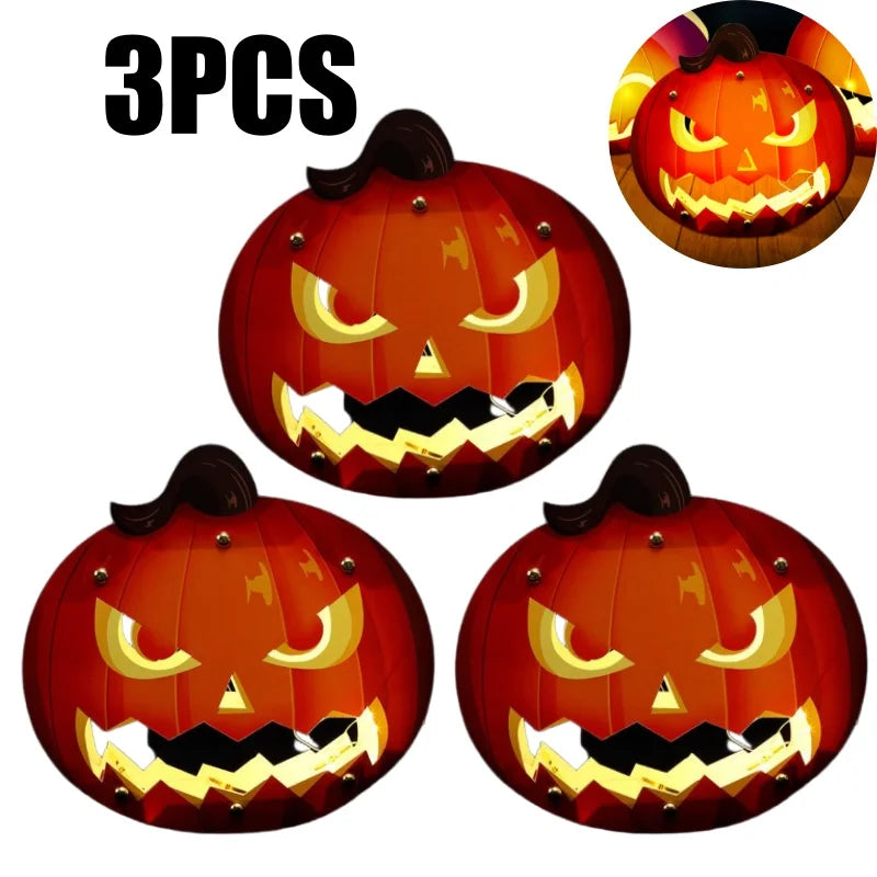 Halloween Pumpkin Lantern DIY Glowing Craft Kids Preschool Classroom Zpaxo 19.7x19.1cm 3PCS