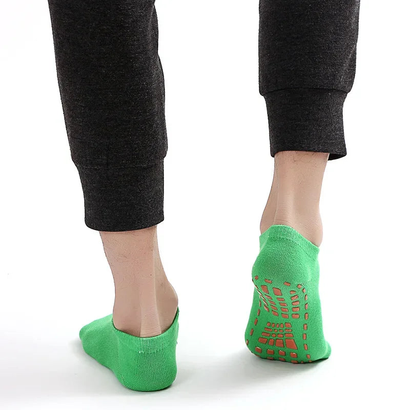 Indoor Yoga Pilates Trampoline Women's Socks Adult/Children Silicone Non Slip Cotton Socks Floor Foot Massage Ankle Socks Zpaxo green L 36-41