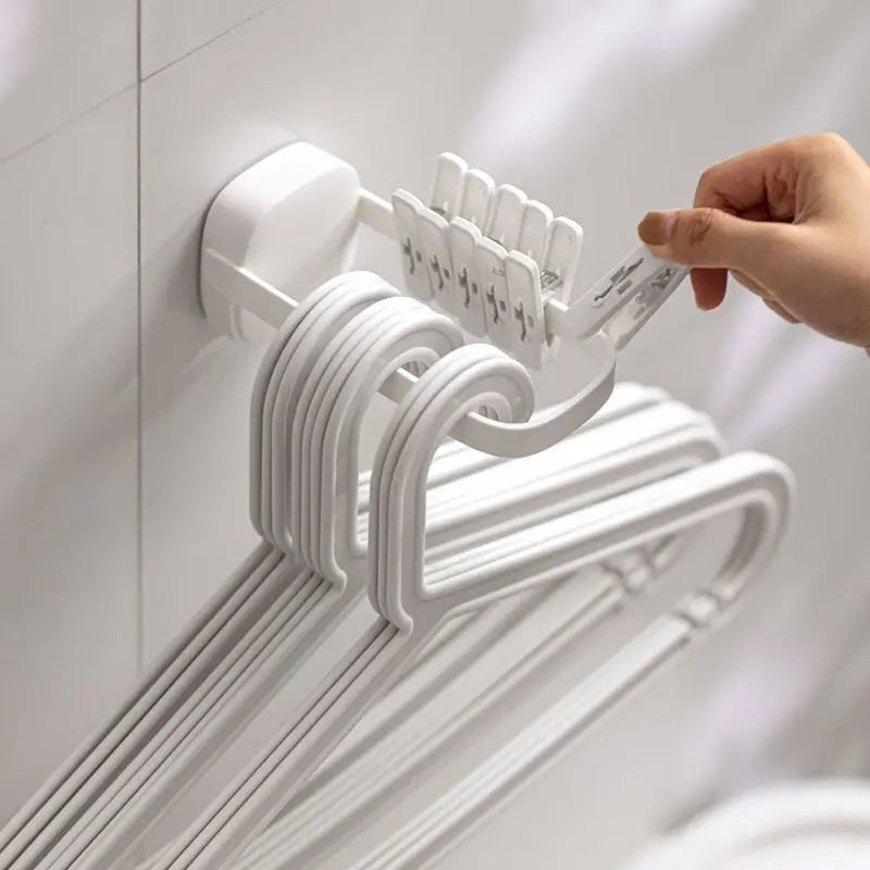 2PCS Non-Perforated Multi-Functional Balcony Folding Pants Rack Hanger Storage Tool with Sorting Hooks Space-Saving Organizer Zpaxo