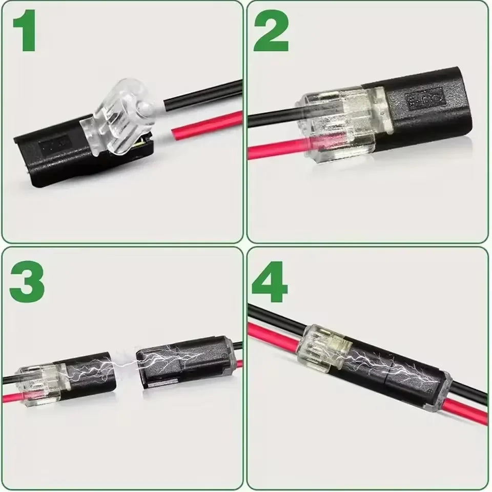 100 2 Pin Way Universal Compact Pluggable LED Wire Connector Zpaxo