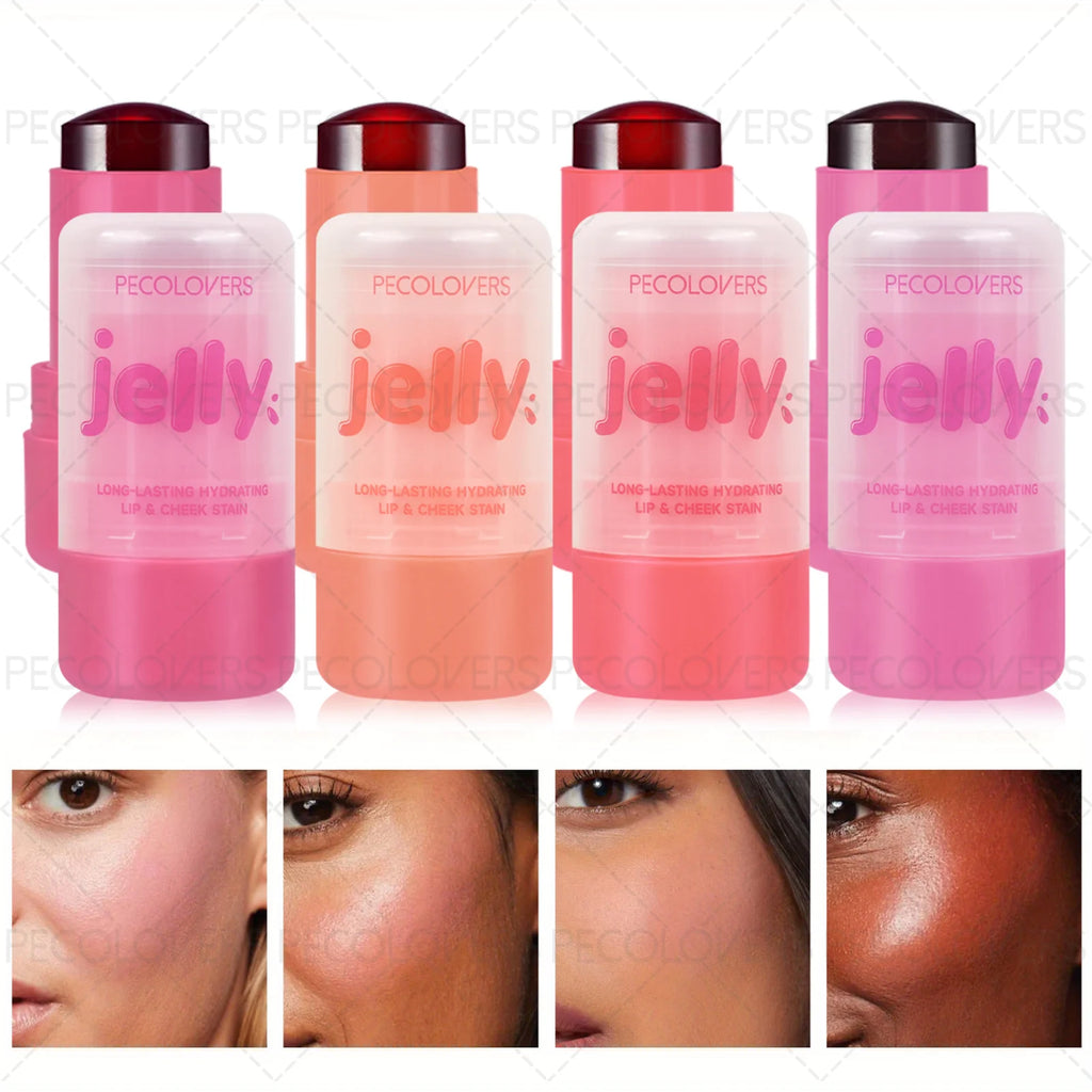 PECOLOVERS 3-in-1 Long-Lasting Waterproof Blush Stick - Jelly Texture, Fragrance-Free, Radiant Finish, Eyes & Cheeks Zpaxo