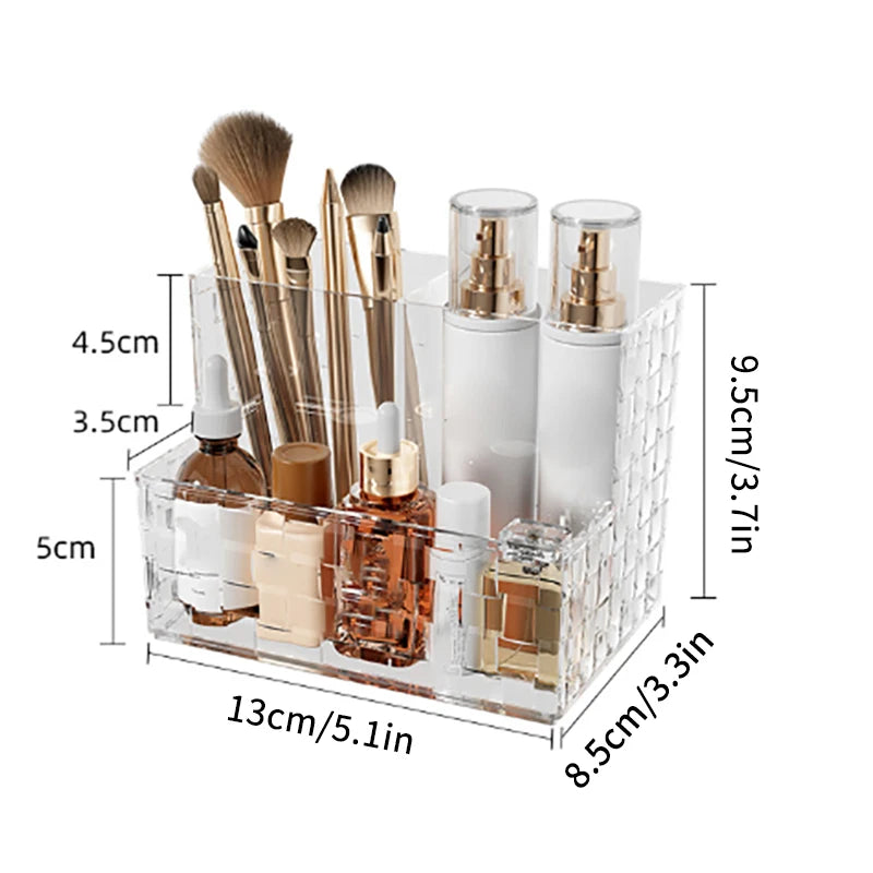 Light Luxury Transparent Desktop Storage Box Multi-grid Makeup Organizer Box Large Capacity Cosmetics Box Remote Control Holder Zpaxo
