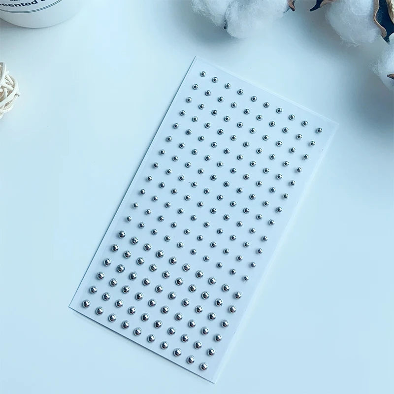 3D Non Piercied Fake Lip Eyebrow Studs Silvery White Pearl Round Nose Nails Ear Stickers Hip Hop DIY Face Makeup Rhinestones Zpaxo