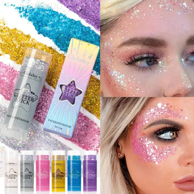 Sparkling Sequins Glitter Gel Stick Highgloss Shine Pearl White Pink