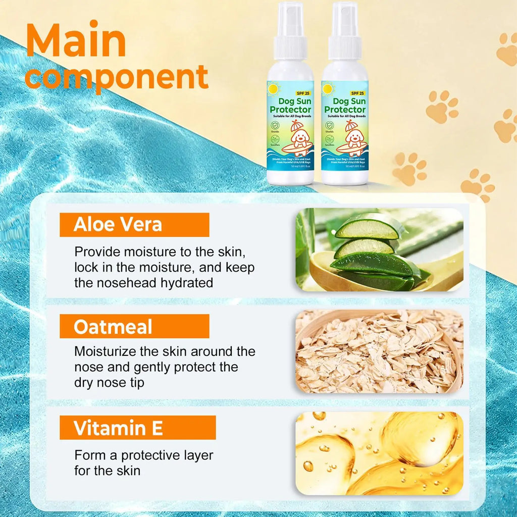 SPF 25 Dog Sunscreen Pet UV Defense Spray Waterproof Moisturizing