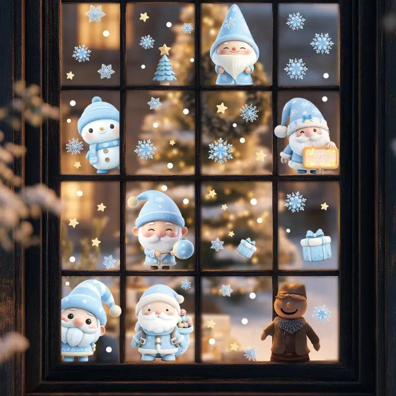 Christmas Window Static Clings – Snowman, Santa & Snowflake Window Static Clings Zpaxo