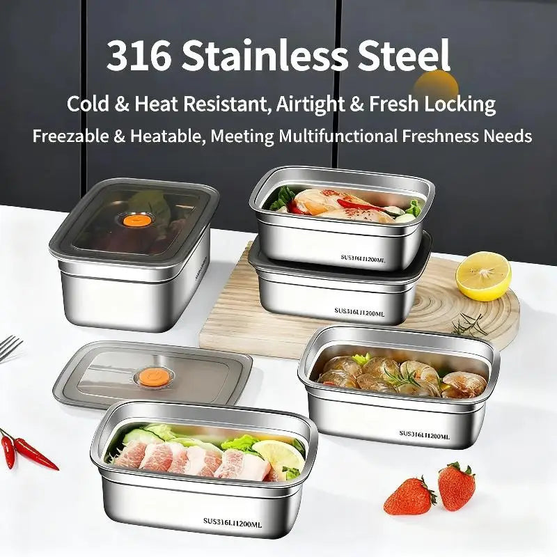 SUS316 Stainless Steel Bento Box – Airtight Leak-Proof Lunch Box Food Storage Container Zpaxo