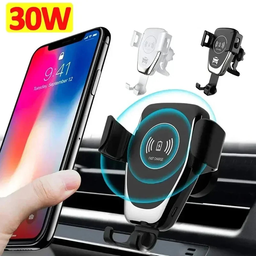 30W Fast Wireless Car Charger Mobile Phone Holder Gravity Induction Car Air Vent Phone Holder Stand For iPhone Samsung Xiaomi Zpaxo