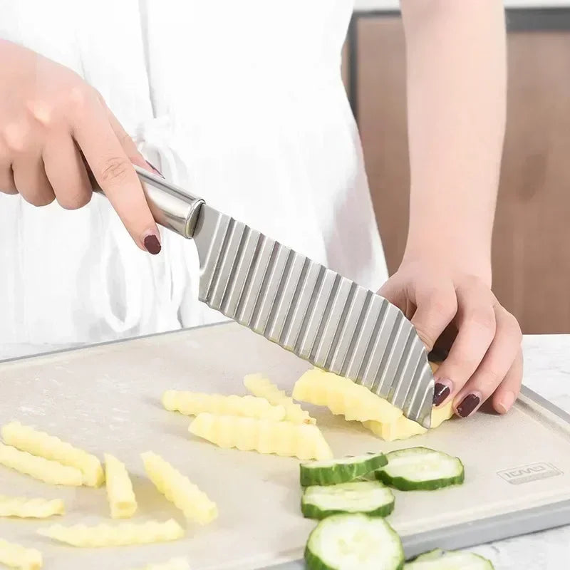 2026 New Potato Chip Slicer Dough Vegetable Fruit Crinkle Wavy Slicer Knife Potato Cutter Chopper French Fry Maker Tools Zpaxo