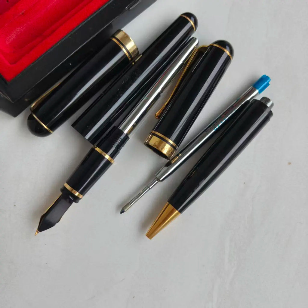Rare Antique Complete Fountain Pen Set, Smooth Writing Ballpoint Pen, Plastic Barrel Collectible Clearance Sale Zpaxo