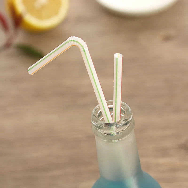 100Pcs Colorful Bendable Straw Drinking Kunststof Straw for Milk Tea Bar Party Rietjes Drinking Wedding Kitchen Beverage Straws Zpaxo