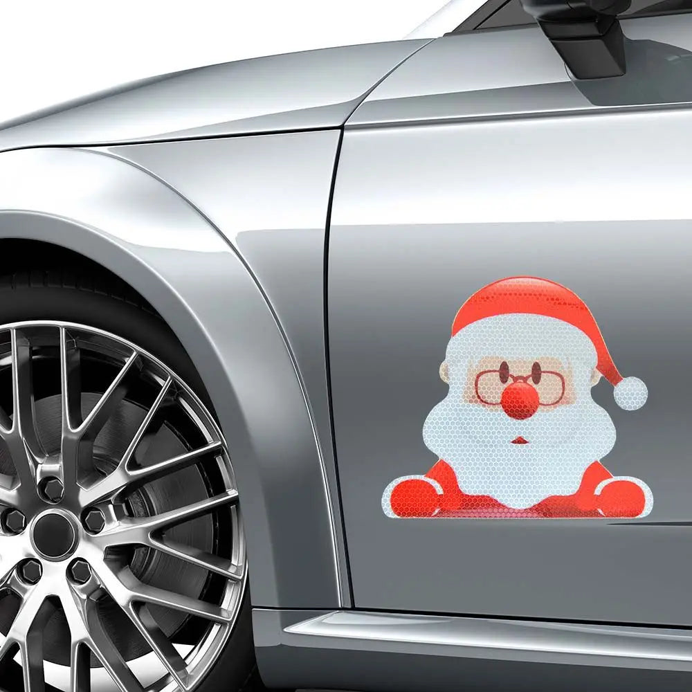 Elk Christmas Day Bulb Cartoon Car Magnetic Reflective Decal Exterior Zpaxo